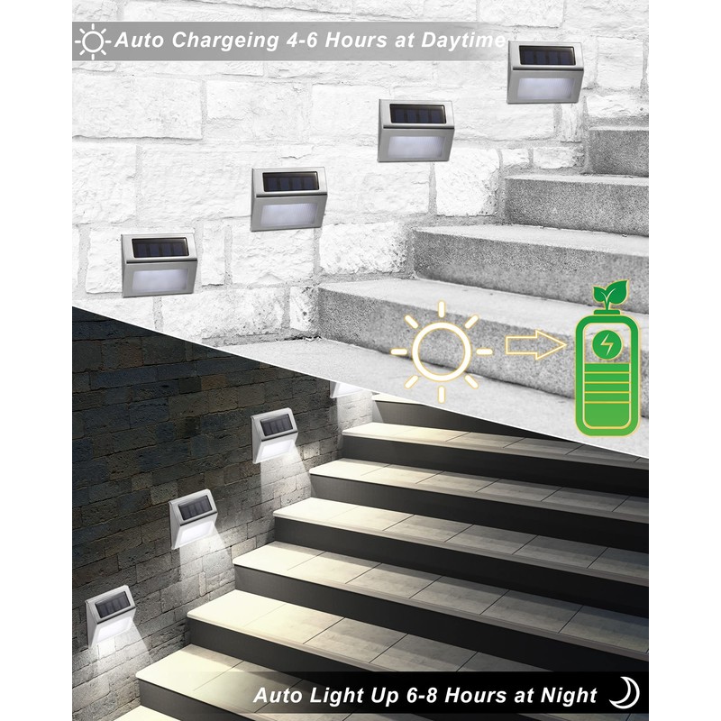 Treela 24 Packs Outdoor Fence Lights Solar Powered Deck Lights