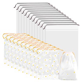 20 Pcs Shoe Bags for Travel, Clear Waterproof Shoe Bag 15.7''x11.8''+11.8''x7.8'' Dust Proof Bag Portable Drawstring Suitcase Organizer Bags for Travel, Dust, Storage