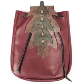 PROCOS Medieval Belt Pouch Renaissance Vintage PU Leather Waist Bag for LARP Ren Faire Gothic Accessories (Red)