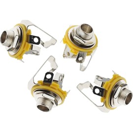 4-Pack 1/4 Inch Electric Jack, TS Mono Panel Mount Socket with Washer and Nut Solder Type, Guitar Jack Socket for Guitar, Bass, Audio Equipment - Durable, Reliable Connection for Music Gear
