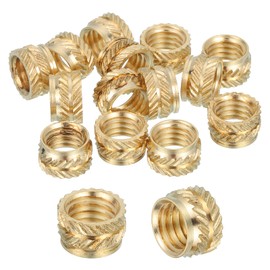 MECCANIXITY 16 Pcs Threaded Inserts, M8 Brass Heat Set Insert for 3D Printing and Plastic Material Female Knurled Insert Nuts for Laptops Electronic Products, M8x10x6mm