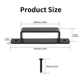 SiGuLiKeJi Pack of 2 Door Handles, Black, Cast Iron Door Handles, Furniture Handles, Cabinet Handles, Black Vintage, Sliding Door Handles for Outdoor Indoor Wardrobe, Heavy Handles, 156 mm