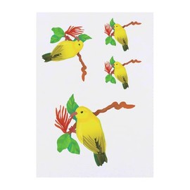 4 x 'Hawaii Amakihi Tropical Bird' Temporary Tattoos - Water Resistant, Skin-Safe, Non-Toxic Transfers, Mixed Sizes (TO00080266)