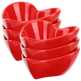 Alipis Heart Dipping Sauce Bowls 6Pcs Red Love Heart Shaped Ceramic Side Dish Bowl Appetizer Plates Mini Dessert Serving Bowls for Wedding Mothers Day Party