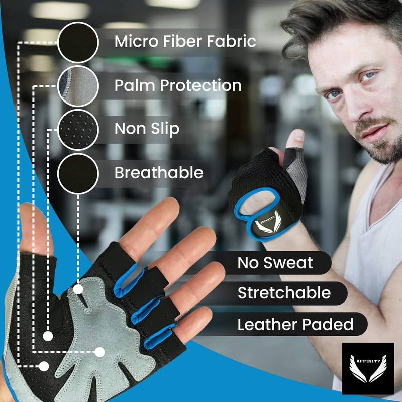 AFFINITY Gym Gloves | Breathable | Non Slip | Padded
