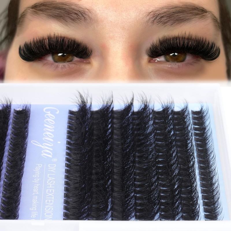 Geeneiya Lash Extension Kit Thick Cluster Lashes DIY Eyelash Extension
