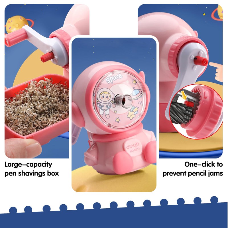 Detontek Astronaut Pencil Sharpener for Kids, Adjustable Pencil Sharpener with