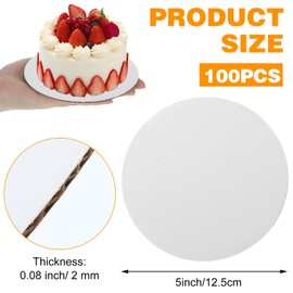 100 Pcs 5 Inch Round Cake Boards, 0.08 Inch Thick White Corrugated Cardboard Cake Base Boards for Baking - Waterproof & Eco-Friendly