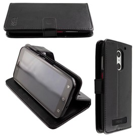 caseroxx Book-Style Case for PEAQ PSP 400, Faux Leather Case with Card Slot and TPU Holder, Foldable, Black