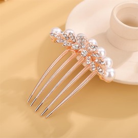 Aimimier Dainty Faux Pearl Hair Side Combs Butterfly Leaf Crystal Vintage Decorative Comb Party Wedding Bridal Hair Accessories for Women