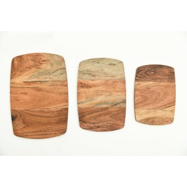 Cutting Board Series, Acacia Wood Cutting Boards for Kitchen, Solid Wooden Serving Charcuterie Board, Organic Set of 3 Wood Board, 13.6"x9.1", 11.8"x7.8", 9.6"x6.5"