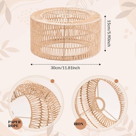 Colcolo Paper Rope Lampshade Boho Lampshade Boho Pendant Lamp Shade Handwoven Lamp Shade for Kitchen Island Teahouse Dining Room Cafe, Large