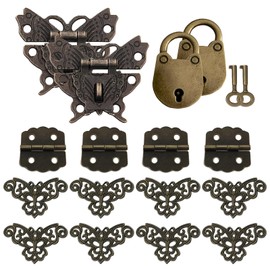 Zliger Pack of 18 Vintage Padlock Key Lock with Key for DIY Vintage Wooden Boxes, Jewellery Boxes, Gift Boxes, Wine Boxes, Tool Boxes, Cabinets etc (with Screws)