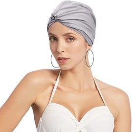 SJTJSPX Swimming Cap for Women Girls Swim Cap Pleated Fabric Turban Retro Bathing Cap Beach Hat for Long Hair Swimming Cap Elegance Shower Cap Non Waterproof