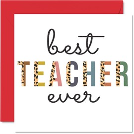 Stuff4 Thank You Cards - Best Teacher Ever - Thank You Cards for Him, Your Men and Women, Heartfelt Appreciation Card, 145mm x 145mm Thank You Cards for Gifts