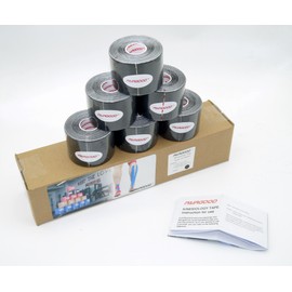 PAIRGOOD Kinesiology Tape, Uncut 5cm (W) x 5m (L) x 6 Rolls Pack | Breathable, Water Proof Elastic Athletic Tape for Sports, Muscle Strain Relief & Joint Support (Black)