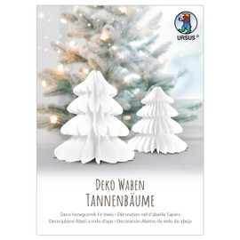 Ursus 24290001F Decorative Honeycomb Christmas Trees, Honeycomb Ball Decoration for Christmas, Pack of 2 in Various Sizes, White, for Hanging or Standing