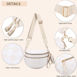 Pallocoo Checkered Crossbody Bag for Women - Nylon Sling Bags with Shoulder Strap, Wallets Purse Handbags (Beige)