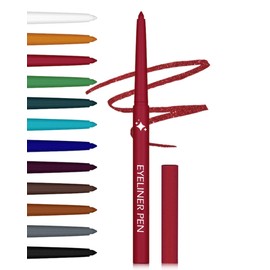 Glitter Red Rose Eyeliner Pencil, Matte Metallic Sparkle Gel Eye liner, Waterproof Smudge Proof Long-Lasting Waterline Eyeliner, Precision Retractable Shine Pen for Mature Women Girls Eye Makeup- #03