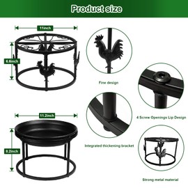 MeyRolizn Metal Stand for Chicken Feeder Waterer, Heavy Duty Poultry Water Feeder Stand Holder with Basin, Rustproof Iron Chicks Feeding Buckets Support Shelves for Cat Dog Bowl Indoor Outdoor