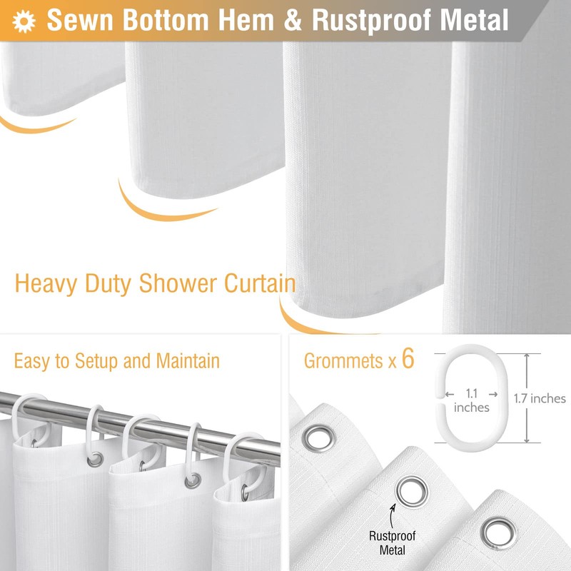BTTN Stall Fabric Shower Curtain - 36 Inches Linen Textured