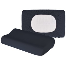 Cushion Cover for Neck Pillow Neck Support Pillow Health Pillow Made of Cotton for Sizes from 35 x 60 to 45 x 75 cm (Anthracite 103)