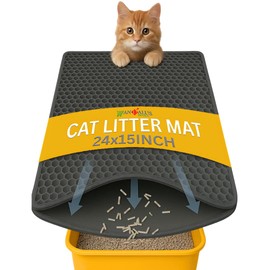 Andalus Brands Medium Cat Litter Mat - Waterproof & Urine-Proof Litter Box Mat, Non-Slip Kitty Litter Mats for Floor, Easy to Clean Litter Trapping Design (24" x 15", Grey)