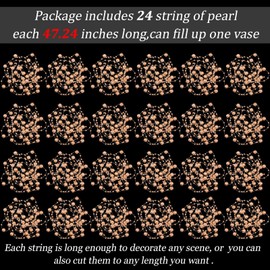 Tondiamo 24 Pcs Artificial Pearl String for Floating Candle Faux Pearls Beads String Party Garland Decoration for Vases Filler Wedding Centerpiece Christmas Party Decor(Rose Gold)