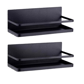 ELESEI Magnetic Spice Rack Refrigerator Side Magnetic Spice Rack Kitchen Magnetic Shelf Magnetic Fridge Shelf Perfect Space Saver for Kitchen/Apartment 2 Pack (Black)