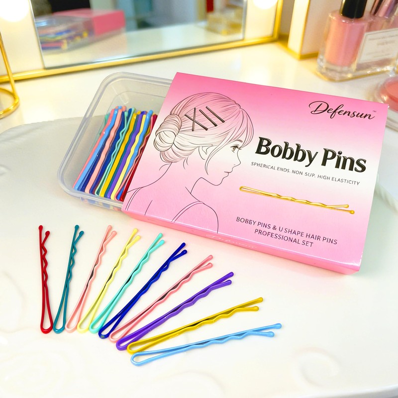Multi-Color Bobby Pins, 2.2" Colorful cute Hair Clip Pins for