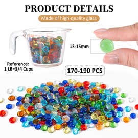 Flat Glass Marble 0.97lb Decorative Glass Gems for Vase Filler DIY,Mix