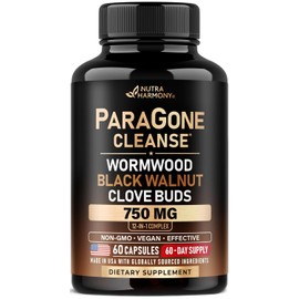 Wormwood, Black Walnut, Clove & Astragalus - ParaGone for Cleanse, Detox, Intestinal & Gut Flora Support - 12 in 1 Complex for Men & Women - NON-GMO, Vegan - Lab Tested - 60 Capsules for 2 Months