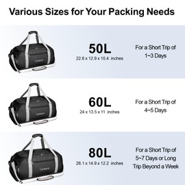 Cambond Extra Large Duffle Bag for Travel - 80L Travel Duffel Bags for Traveling with Shoe Compartment, Foldable Travel Bag Large Duffle Bag for Men, Airport Luggage Checked Bag Sports Gym Bag, Black