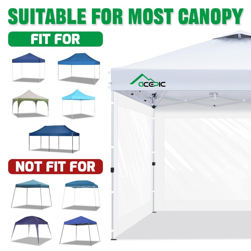 Acepic Clear Canopy Sidewalls for 10x10 Pop Up Tent, Transparent