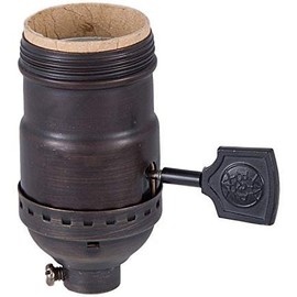 B&P Lamp® Solid Brass Antique Bronze Finish Medium Base On/Off Socket With Flat Key