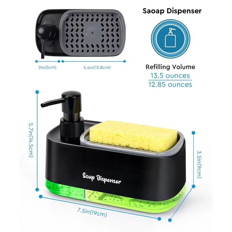 Richenda Hand and Dish Soap Dispenser Set for Kitchen,3-in-1 Kitchen