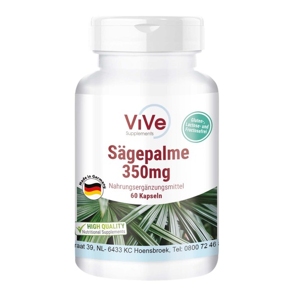 Saw Palmetto Extract, 350 mg, 60 Capsules, Vegan, 25% Fatty Acids, Quality from Germany ViVe Supplements