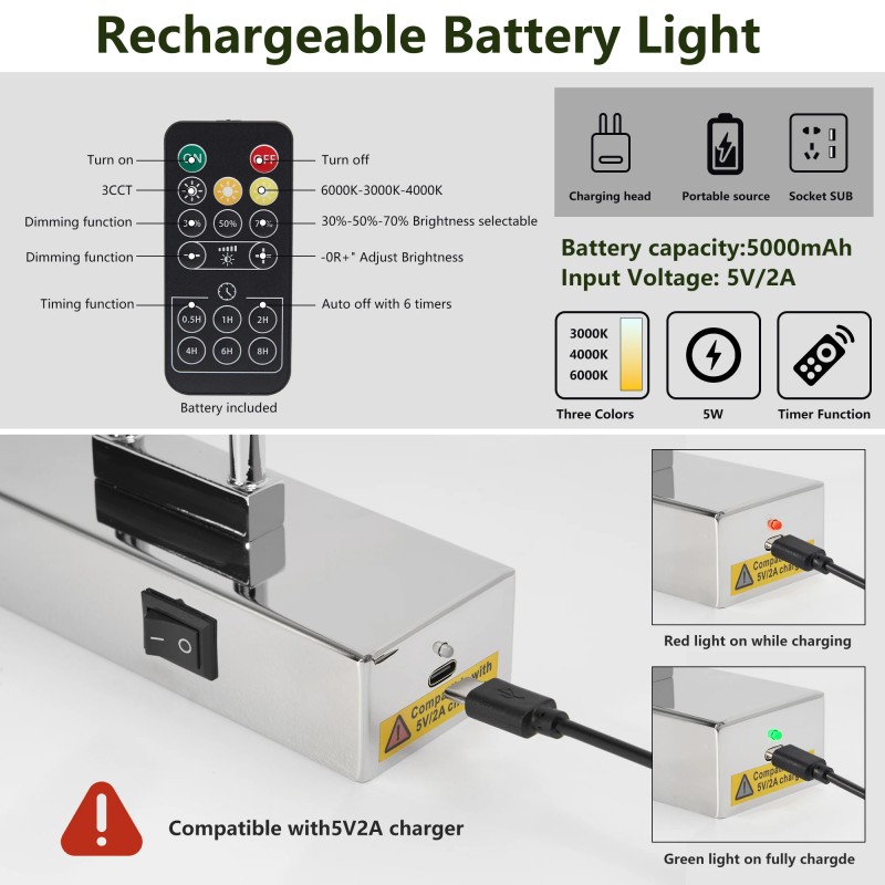 Hardwired Picture Light Chrome LED Dimmable Modern Picture Lights for