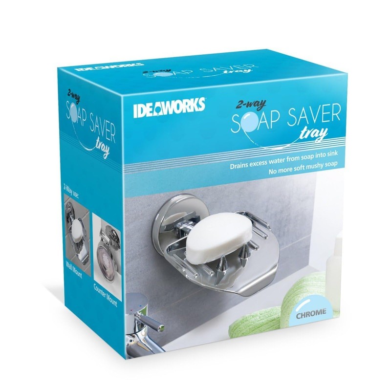 2-in-1 Soap Dish with Suction Cup Chrome