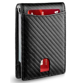 MaRowsm Men's Slim Wallet Card Holder Money Clip, carbon black
