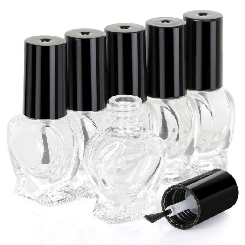 TRIXES 6x Empty Heart Shaped Nail Varnish Bottles