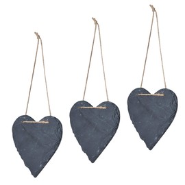 Set of 3 Slate Heart 12 x 11 cm Slate Memo Board Door Sign Decorative Hanger Sign Wall Decoration