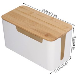 Cable Management Box, Wooden Cable Organizer Box with Lid Cord Storage Organizer Wire Holder Small Cord Organizer Case Extension Cord Box for Cord Hider Tv Wires Routers Computers Wires Home Office
