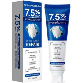 Premium Nano Hydroxyapatite Toothpaste - 7.5% nHAP for Brighter-Looking Smile, Fluoride-Free Whitening Formula with Natural Peppermint, Enamel Appearance Support (4.23oz/120g)