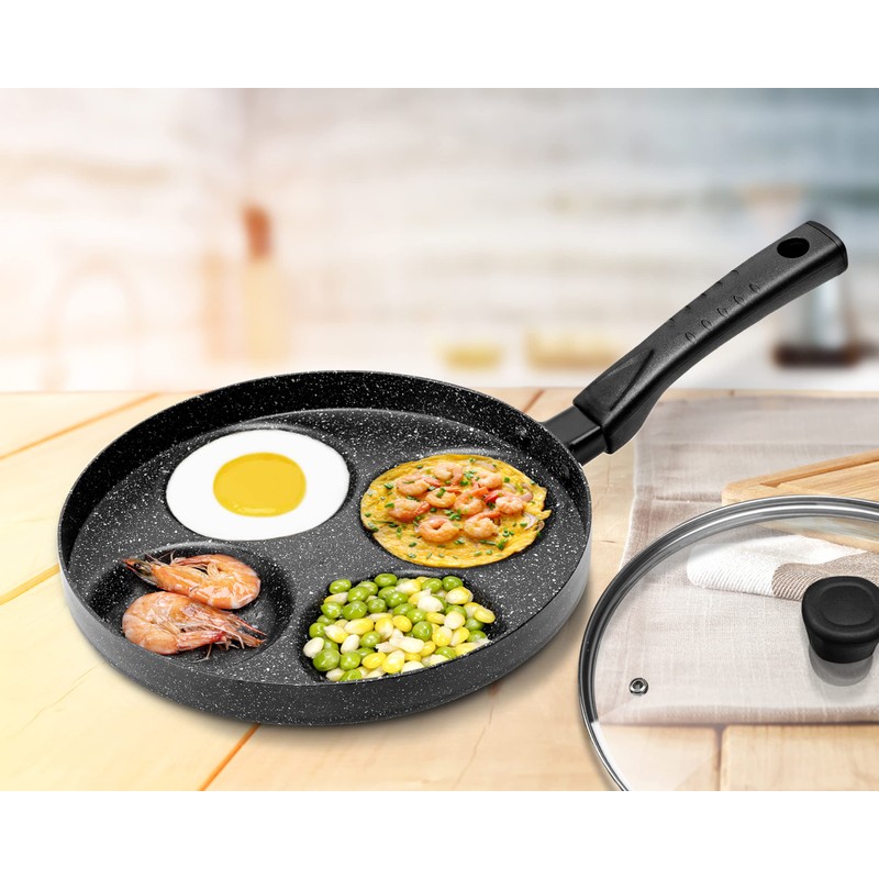 MyLifeUNIT Egg Frying Pan, 4-Cup Nonstick Fried Egg Pan, Aluminum