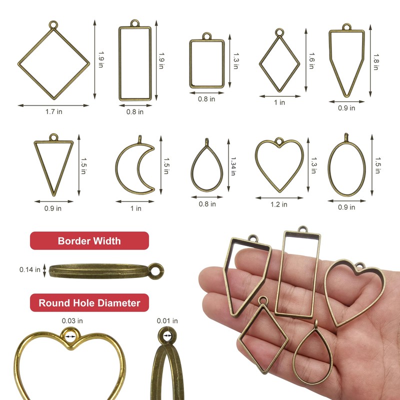 30 Pack Resin Molds, Hollow Frame Pendants, Bezel Earrings, Epoxy