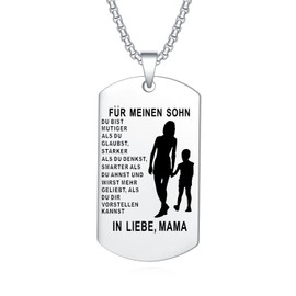 YOTHIWAD Necklace for My Son, Dog Tag Chain “An Meinen Sohn”, Necklace with Engraving, Inspirational Text Gift for Son from Mum and Dad, Stainless Steel