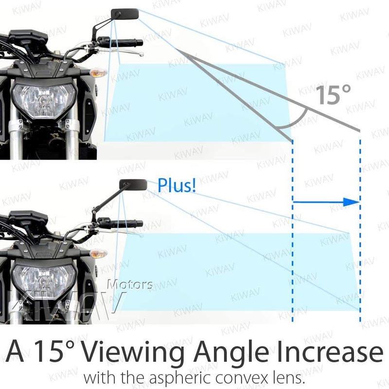 KiWAV Motorcycle Mirrors Rectangular ClassicPlus Black Convex Aspherical Anti-Glare Blue