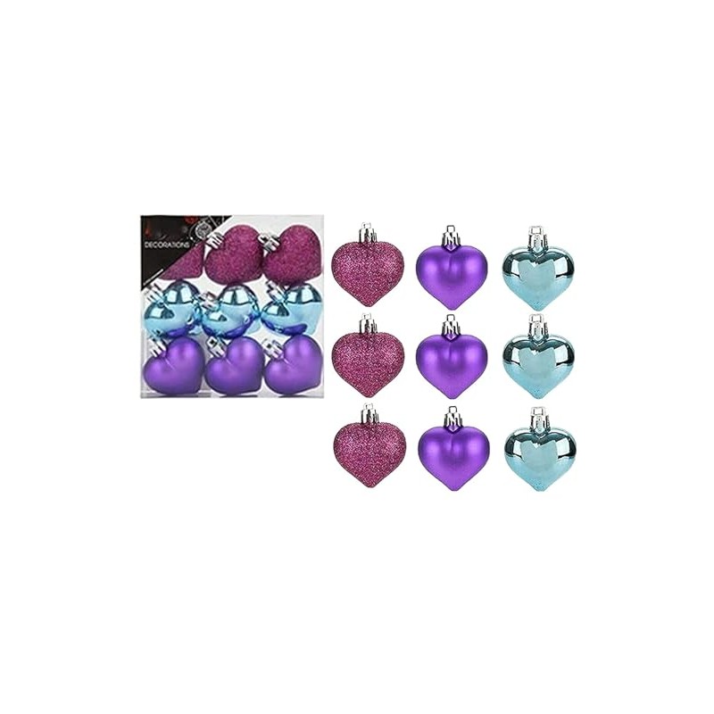 Baubles Christmas Decorations (9pc Heart Baubles)