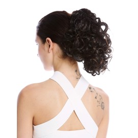 WIG ME UP - MKB-22-V-2H30 Hairpiece Ponytail Comb Short Voluminous Curly Curly Chestnut Brown Highlighted